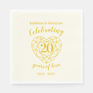 Serviette En Papier Golden diamant anniversaire 20 ans amour serviette