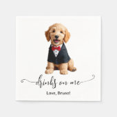 Serviette En Papier Golden Doodle Chiot Boire Sur Moi Mariage Chien (Devant)