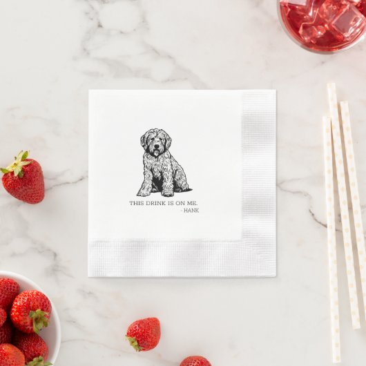 Serviette En Papier Golden Doodle Cocktail Napkin (En situation)