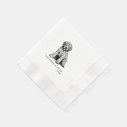 Serviette En Papier Golden Doodle Cocktail Napkin (Coin)