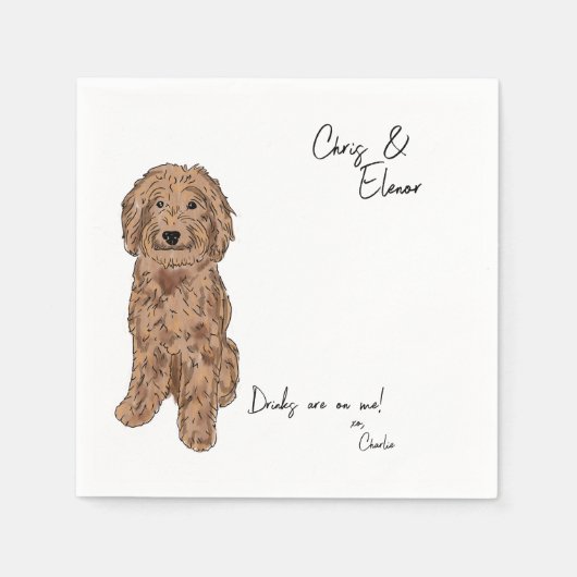 Serviette En Papier Golden Doodle Dog Cocktail Napkin pour mariage (Devant)