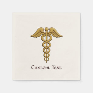 Serviette En Papier Golden Double Snake Caduceus