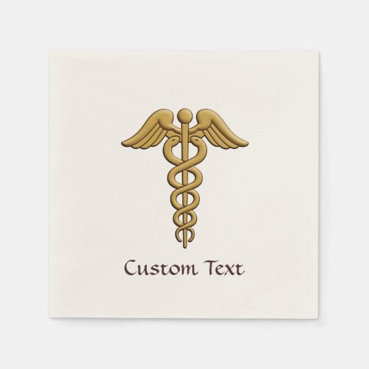 Serviette En Papier Golden Double Snake Caduceus (Devant)