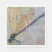 SERVIETTE EN PAPIER GOLDEN DRAGONFLY WINGS MONOGRAM PARTI (Devant)