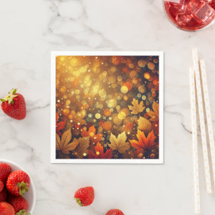 Serviette En Papier Golden Fall Foliage Bokeh Effet Découpage Napkins
