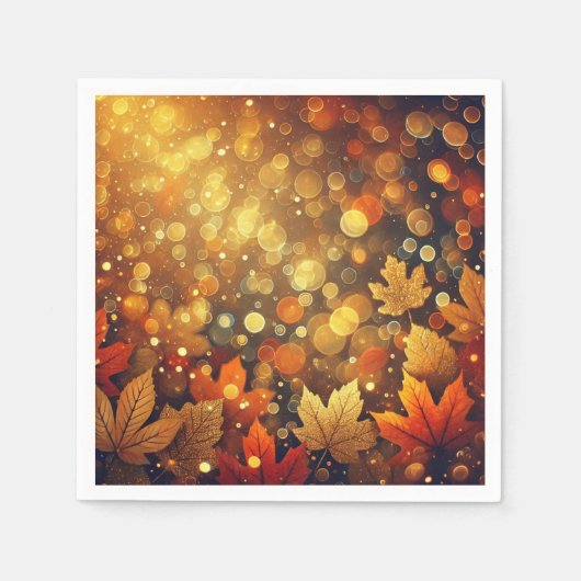 Serviette En Papier Golden Fall Foliage Bokeh Effet Découpage Napkins (Devant)
