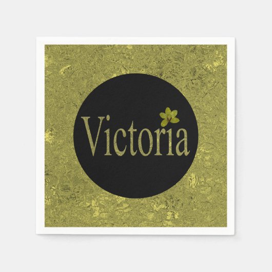 Serviette En Papier Golden Flecks Victoria Nom Design, (Devant)