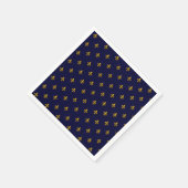 Serviette En Papier Golden Fleur de Lis sur Navy Blue (Coin)