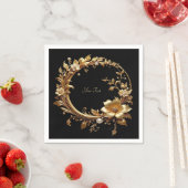 Serviette En Papier Golden Floral Ornate Frame (En situation)