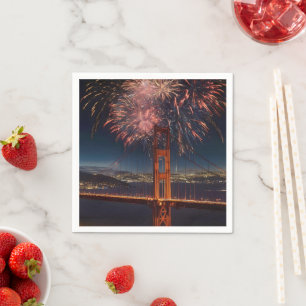 Serviette En Papier Golden Gate Bridge Feu d'artifice de l'indépendanc