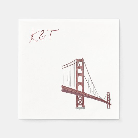 Serviette En Papier Golden Gate Bridge, San Francisco Mariage cocktail (Devant)