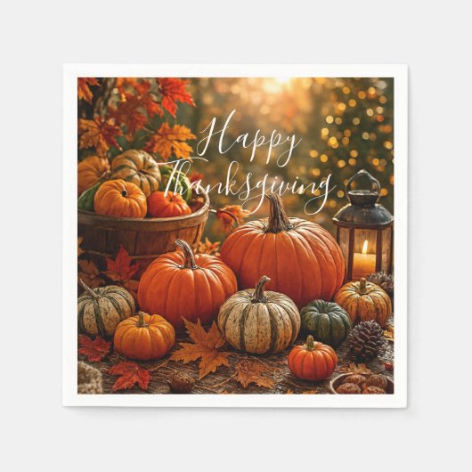 Serviette En Papier Golden Harvest Thanksgiving  (Devant)