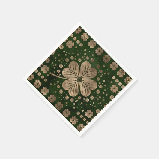 Serviette En Papier Golden Irish Shamrock four-leaf clover (Coin)
