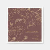 Serviette En Papier Golden Leaf Motif Mariage Gold/Bourgogne ID655 (Devant)