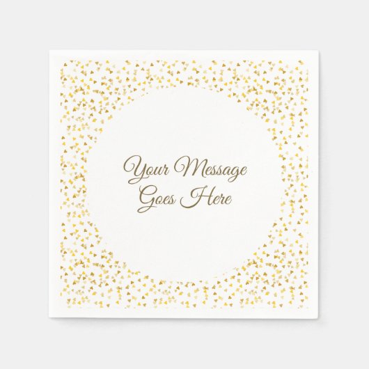 Serviette En Papier Golden Love Hearts Confetti Élégant Script moderne (Devant)