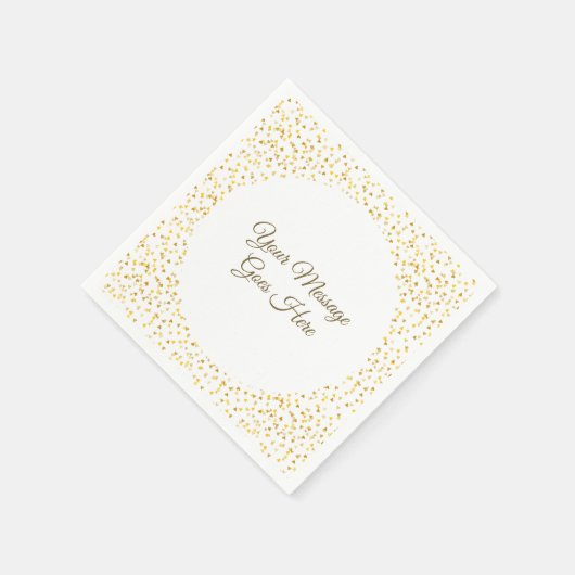 Serviette En Papier Golden Love Hearts Confetti Élégant Script moderne (Coin)