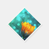 Serviette En Papier Golden Marigold sur Turquoise Bokeh (Coin)