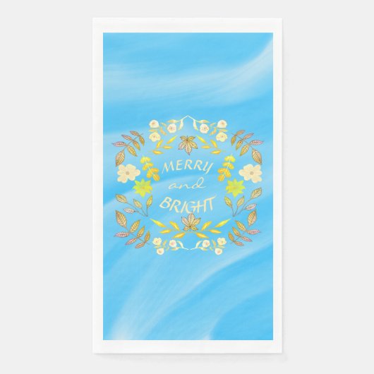 Serviette En Papier GOLDEN MERRY ET BRIGHT personnalisé (Devant)