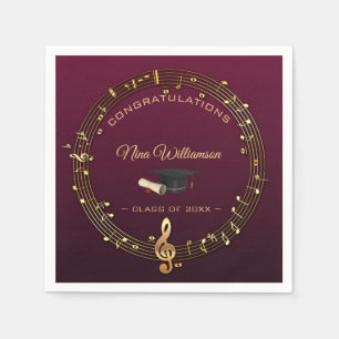 Serviette En Papier Golden Music Treble Clef Et Casquette