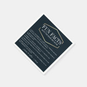 Serviette En Papier Golden Navy Blue Fun Facts Personnalisé (Coin)