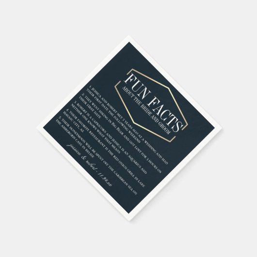 Serviette En Papier Golden Navy Blue Fun Facts Personnalisé (Coin)