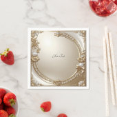 Serviette En Papier Golden Ornate Frame with Pearls (En situation)