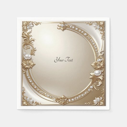Serviette En Papier Golden Ornate Frame with Pearls (Devant)