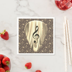 Serviette En Papier Golden Plectron - Design élégant pour les mélomane