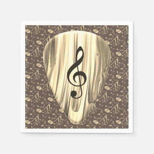 Serviette En Papier Golden Plectron - Design élégant pour les mélomane (Devant)