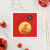 Serviette En Papier Golden Red Rat Papercut Chinois Nouvel An 2020 PPN (En situation)