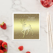 Serviette En Papier Golden Reindeer Snowy Holiday Napkin (En situation)