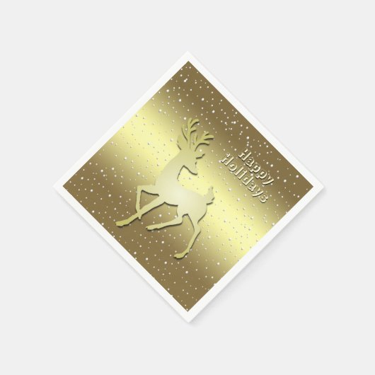 Serviette En Papier Golden Reindeer Snowy Holiday Napkin (Coin)