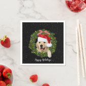Serviette En Papier Golden Retrieve in holiday wreath (En situation)