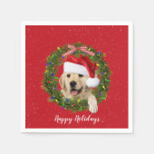 Serviette En Papier Golden Retrieve in holiday wreath (Devant)