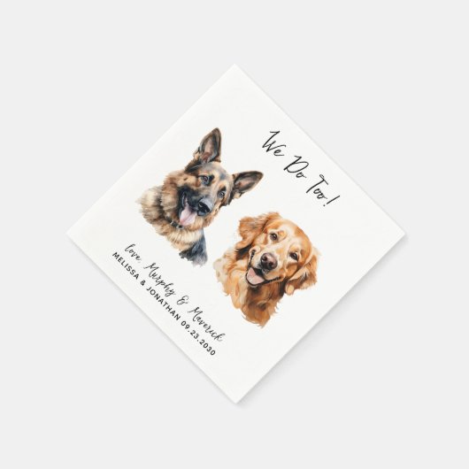 Serviette En Papier Golden Retriever Allemand Shepherd Mariage chien (Coin)