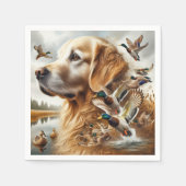 Serviette En Papier Golden Retriever Avec Canards Majards (Devant)