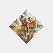Serviette En Papier Golden Retriever Avec Canards Majards (Coin)