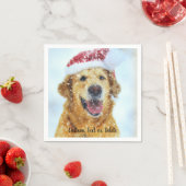 Serviette En Papier Golden Retriever avec Noël Santa hat Custom (En situation)