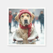 Serviette En Papier Golden Retriever Avec Patinage Sur Glace (Devant)