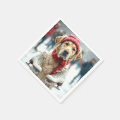 Serviette En Papier Golden Retriever Avec Patinage Sur Glace (Coin)