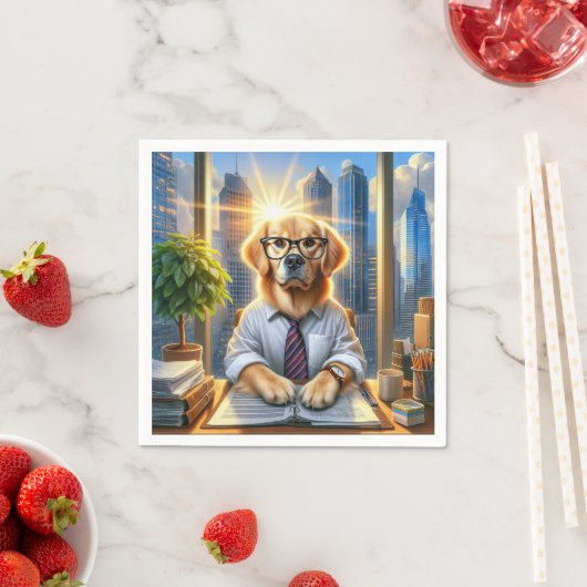 Serviette En Papier Golden Retriever Business (En situation)