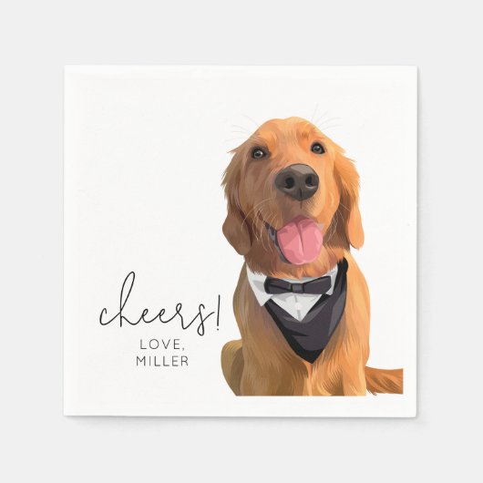 Serviette En Papier Golden Retriever chien animal Mariage boisson Napk (Devant)