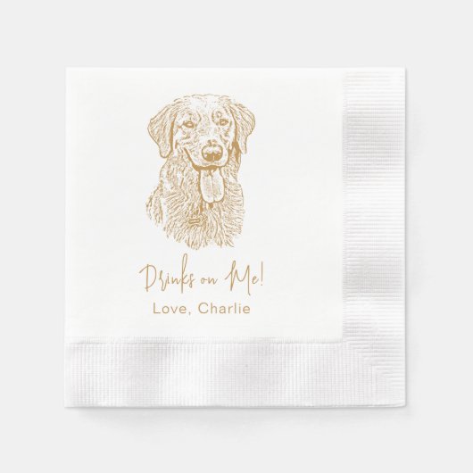 Serviette En Papier Golden Retriever Chien Boisson Personnalisée Sur M (Devant)