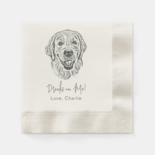 Serviette En Papier Golden Retriever Chien Boisson Personnalisée Sur M (Devant)