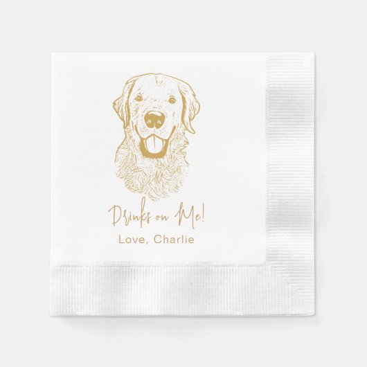 Serviette En Papier Golden Retriever Chien Boisson Personnalisée Sur M (Devant)