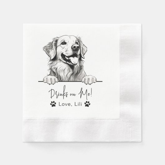 Serviette En Papier Golden Retriever Chien Boissons Personnalisées Sur (Devant)