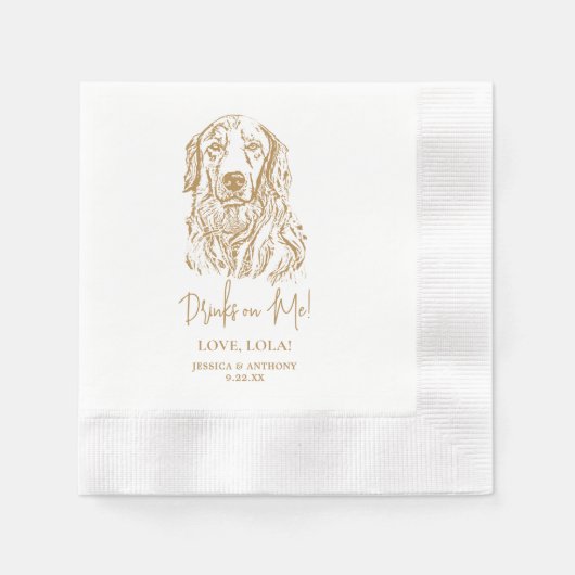 Serviette En Papier Golden Retriever Chien Boissons personnalisées sur (Devant)