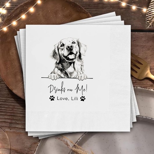 Serviette En Papier Golden Retriever Chien Boissons Personnalisées Sur