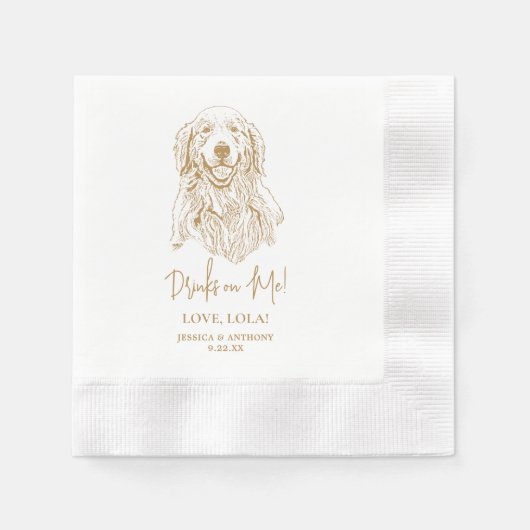 Serviette En Papier Golden Retriever Chien Boissons personnalisées sur (Devant)