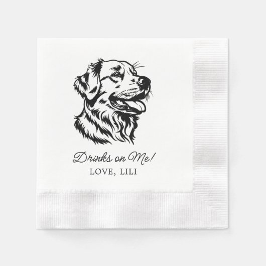 Serviette En Papier Golden Retriever Chien Boissons Personnalisées Sur (Devant)